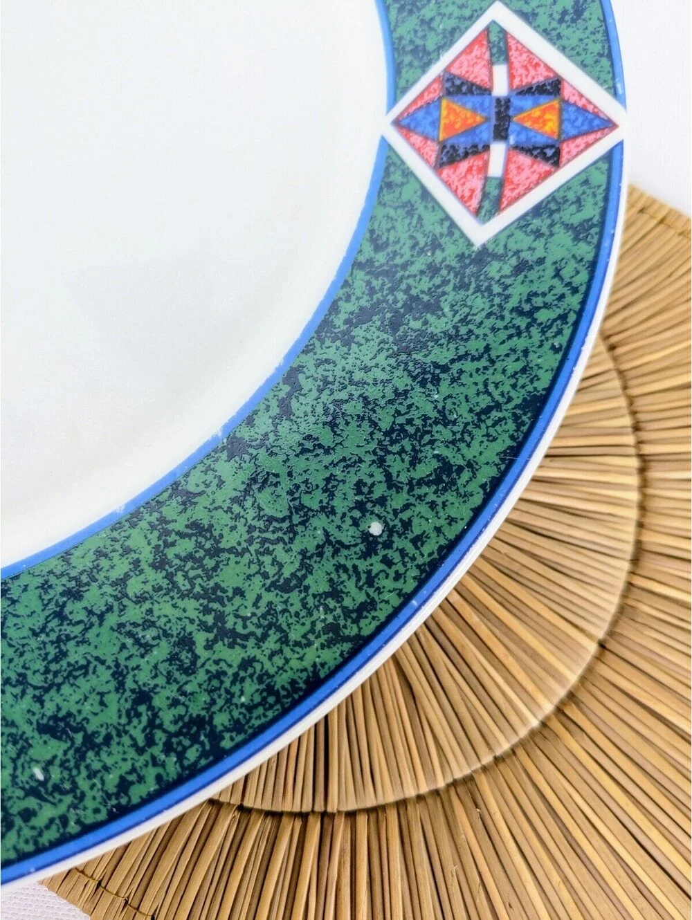 1990s Geometric / Southwestern Pattern Stonewear Plates (2), Lynn's Avanel